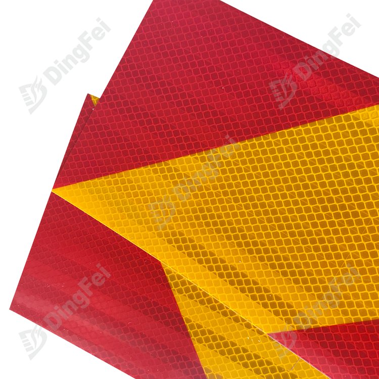 Red Yellow Reflective Rear Marking Plate Sticker For Heavy Vehicles - 